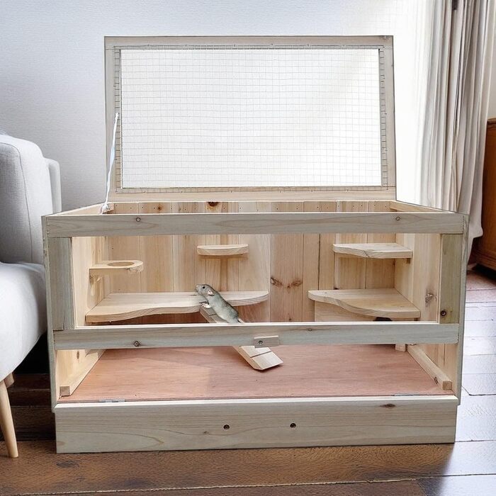 Клітка для хом'яків Mucola 60x35x30 см: дерев'яний загон для гризунів, мишей та щурів