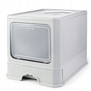 Закритий лоток-туалет для котів Be-Active.pl сірий, з висувною шухлядою та лопаткою