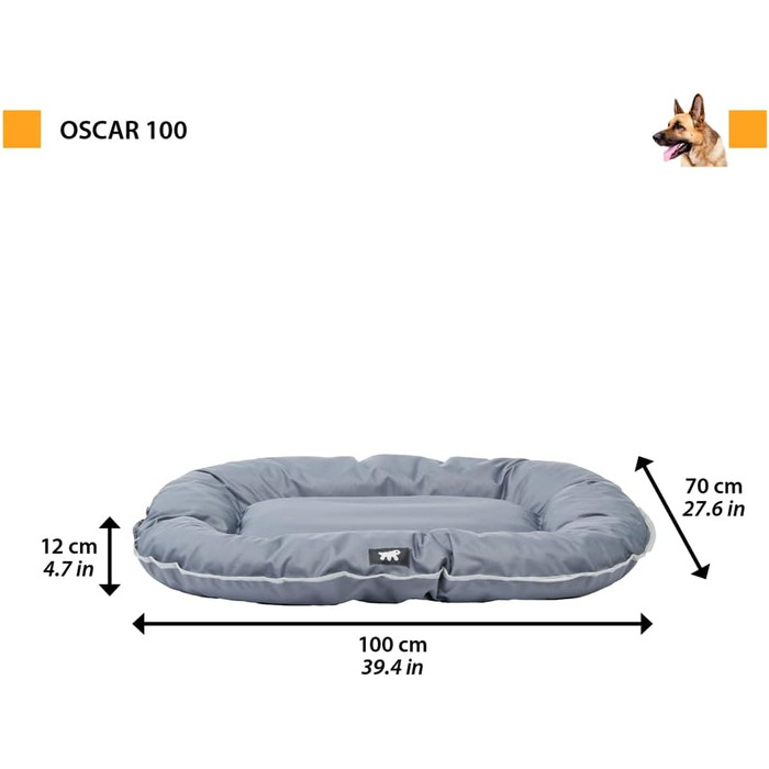 Ортопедичне собаче ліжко Ferplast для великих собак. Знімна наволочка, водонепроникна, 110 x 70 x 8 см, сірого кольору.