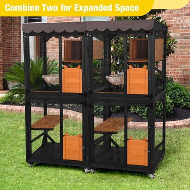 Кітче (Catio) для котів X-ZONE: вулиця, будинок, ліжко, дряпка, 80x80x182.5 см (сірий)