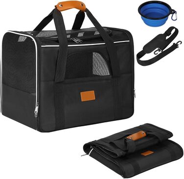 Транспортна сумка для котів Alaoo, переноска для котів та собак, чорна, до 7 кг