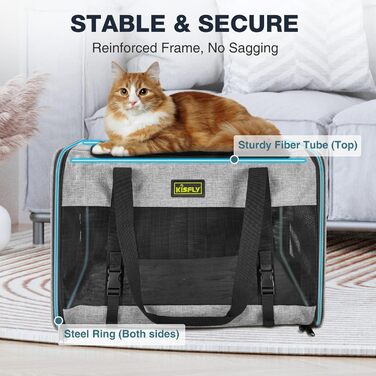 Транспортувальна сумка для тварин, схвалена TSA, сіра, 43.2 x 27.9 x 24.1 см, для котів та собак до 5.4 кг, з туалетом для котів