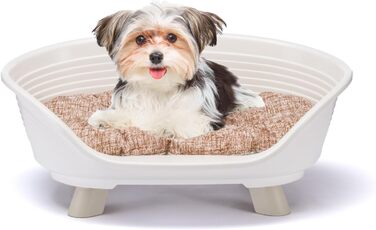 Підвищене ліжко для собак та котів Ferplast Throne з бавовняним подушкою, білий, 61.5 x 45 x 26 см