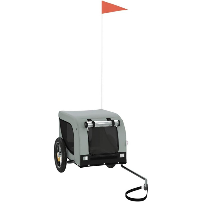 Велосипедний причіп для собак сірий та чорний, Oxford-тканина та метал. Причіп для велосипеда, вантажний причіп