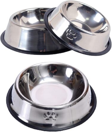 Набір з 3 мисок для котів з нержавіючої сталі, антиковзкі, для котів та кошенят