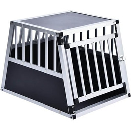 Транспортна переноска для собак Home Deluxe SKITO - M, 69x54x50 см, Алюміній/MDF, Срібно-чорний