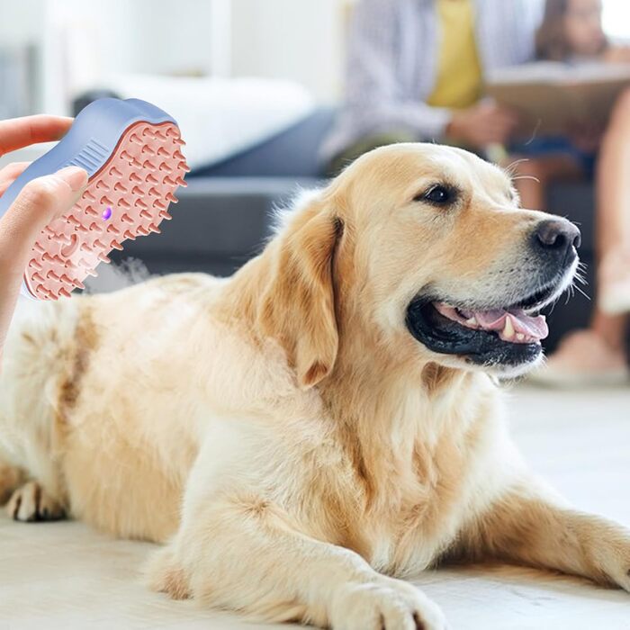 Щітка для тварин з водою: для котів та собак (коротко- та довгошерстих), самоочисна, з резервуаром для води та розпилювачем, для масажу, догляду та видалення шерсті (рожева, синя, зелена) (2 сині)