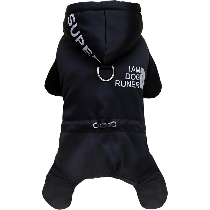 Чорний теплий зимовий куртка-комбінезон для собак Izefia, бавовна, для маленьких та середніх собак, XXL (довжина спини 37 см)