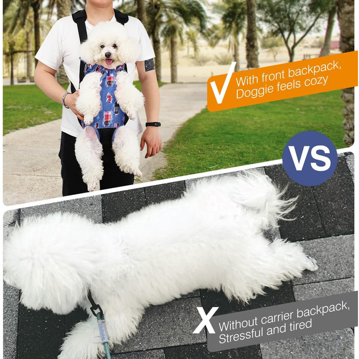 Pawaboo Рюкзак-переноска для тварин, регульований, для собак та котів середніх розмірів (Denim Blue, S)