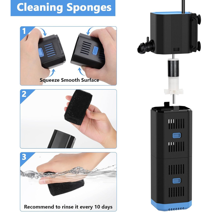 Акваріумний фільтр Fishkeeper 1000 л/год, 16W, для акваріумів 120-300 л, 4-в-1 (фільтр, аератор, помпа, губка)