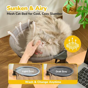 Кішка-гамак CATISM: крутиться на 360°, зручне ліжко-кошик для котів, сірий, 36x38 см, до 20 кг