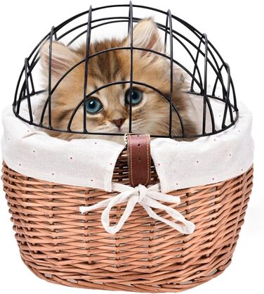 Кошик для собак на велосипед, переноска для тварин з лози, для велосипеда – знімний тримач для собак, велосипедна підставка, утримувач для собак на велосипед