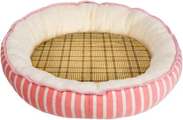 Кругле ліжко для собак та котів, м'яка плюшева подушка, рожевий колір, розмір L (60x48 см)