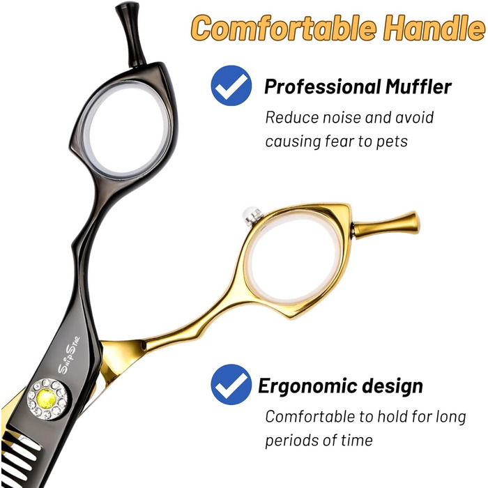 Професійна вигнута ножиці для грумінгу домашніх тварин 7.5 дюймів (25 градусів), 35 зубів, розрідження 65%, Gold High-End