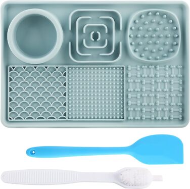 Килимок для собак та котів з силікону Slow Feeder з присосками, для заспокоєння та збагачення кормом (йогурт, арахісова паста), легко миється, для великих порід, зелений 12' x 8' (блакитний, 12' x 8')