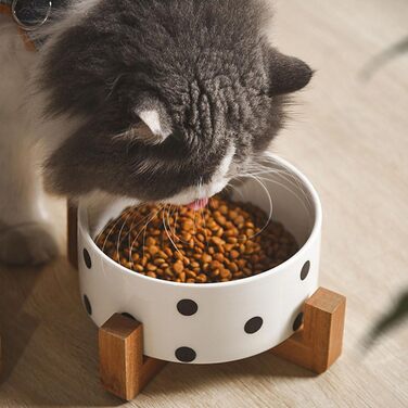 Набір мисок для котів та собак Petygooing з кераміки, на підставці, для корму та води, середнього розміру, неслизькі, набір з 2 мисок для котів, миска для маленьких та середніх собак (800 мл/3,6 (миски для цуценят/маленьких собак та котів 400 мл*2), чорні