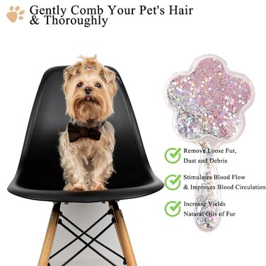 М'яка щітка для собак, для дрібних порід: Йоркширський тер'єр, Ши-тцу, Мальтіпу, Мальтезе | Видалення шерсті | Щітка для собак (Блискучий рожевий)