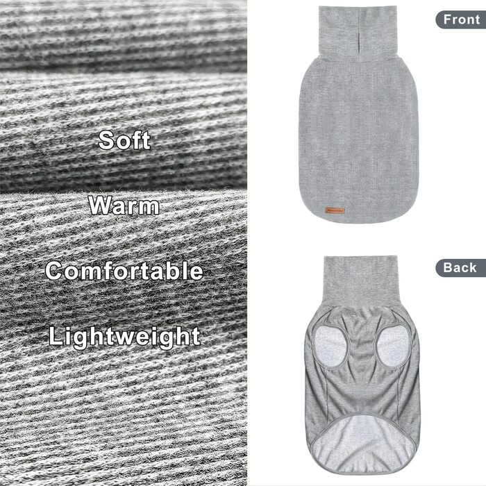 Світшот для собак Mosucoirl: теплий пуловер для маленьких, середніх та великих собак XS-4XL сірого кольору