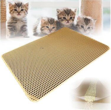 Килимок для котячого туалету XXL, двошаровий, водонепроникний, 60x90 см/116x66 см, легке чищення, бежевий