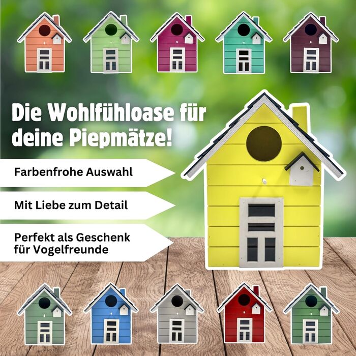 Пташник Vogelhaus No.64 для малих птахів (мезені, зяблики, чижики) - для дому та саду, різні кольори (темний жовтий)