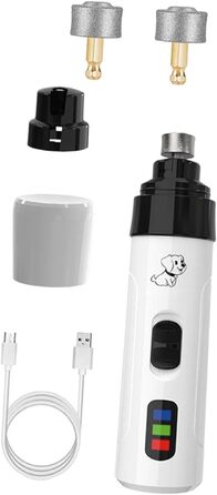 Електричний триммер для когтів собак та котів Fenteer - тиха робота, 2 швидкості, 3 насадки, професійний