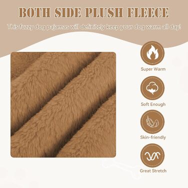 Піжама для собак, тепла, м'яка, зручна, кавового кольору, розмір S, для маленьких собак