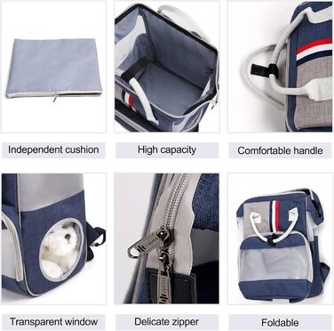 Рюкзак для кота та маленьких собак Galatée, дихаючий, зручний, для подорожей, походів, кемпінгу (світло-сірий)