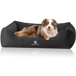 Ортопедичне ліжко для собак Knuffelwuff Jona Samt XL: Memory Foam, знімний та пральний чохол, для собак малих, середніх та великих порід, 105 x 75 x 25 см, Антрацит