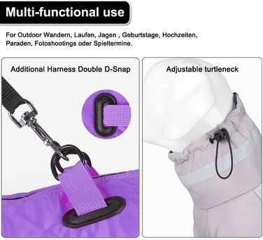 Водонепроникний теплий зимовий одяг для собак - куртка-манта для собак середніх та великих порід, фіолетовий, 5XL