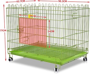 Клітка для собак, переноска для собак, складана, з металу, для маленьких та середніх собак (зелена)