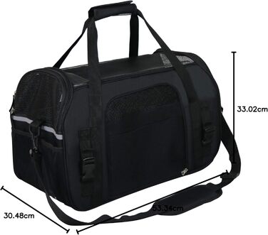 Елітна переноска для тварин EliteField, XL, для собак, котів, цуценят, чорна, схвалена авіакомпаніями, м'які боки, розмір 53.3 x 30.5 x 33 см