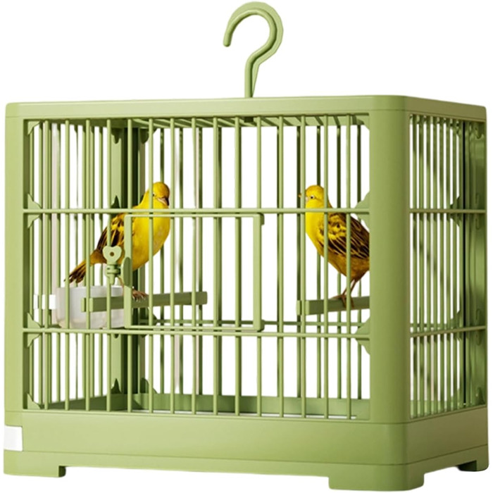 Клітка для птахів Vogel Reisekäfig | Транспортна переноска для птахів з висувною шухлядою, іграшками, складаний вольєр для папуг та синиць, зелена, 32 x 25 x 13 см