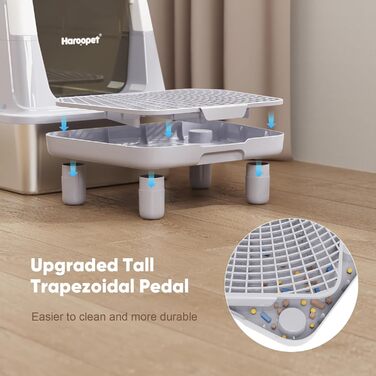 Металева закрита котяча туалетна Haroopet XXL з кришкою, знімний передній вхід, верхній вихід, для великих котів