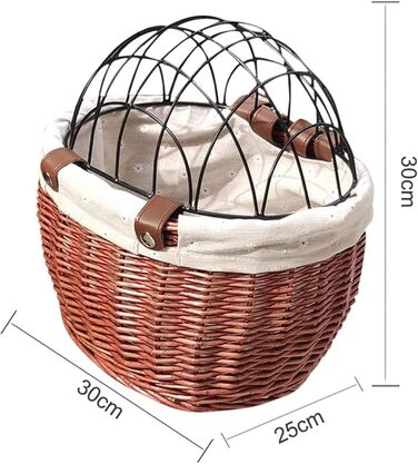 Фарбований плетіний кошик для тварин на велосипед Yeehliny, коричневий, з металевим покриттям, знімний, для собак та котів