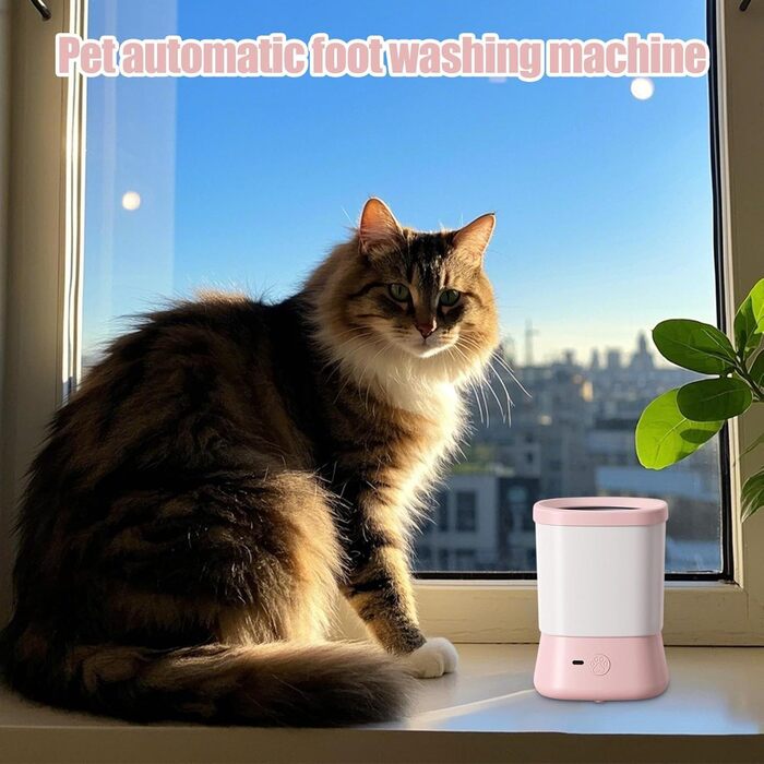 Очищувач лап для собак Dubbulon | Мийка лап для собак - 2 швидкості, захист від бризок, аксесуар для догляду за лапами під час прогулянок, походів, кемпінгу, рожевий