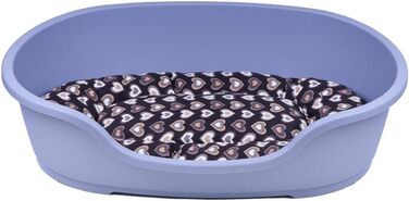 Корзина для собак Adena, 110 x 74 см, сіра + подушка з сердечками, коричнева, розмір L (110 x 74 x 30 см)