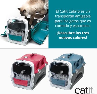Переноска для котів Catit Cabrio, транспортна коробка, 51×33×35 см, бірюзово-сіра