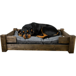 Собачий лежак Kistenkolli Winston XL з дерева (палісандр) з подушкою, 100x60x25 см