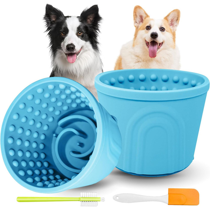 Килимок для собак з годівницею, антистрес, повільний дозатор корму, 2 шт., блакитний, розмір S, силікон, BPA-free