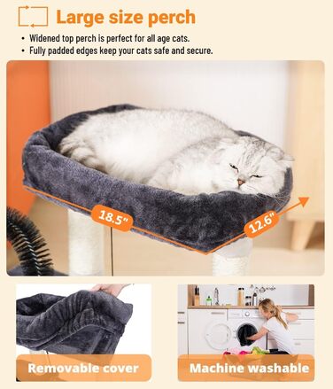 Дерев'яний будиночок для котів Happi N Pets з сизалевим канатом, великою печерею та інтегрованим туалетом, сірий, 76 см