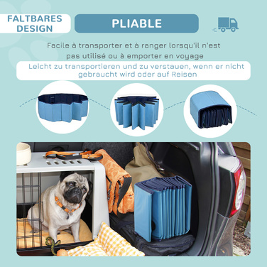PawHut Dog Pool Великий дитячий басейн для собак Ø120xH30 см з ПВХ Wood Blue, ідеальний басейн для охолодження влітку