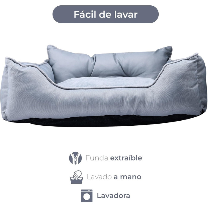 Benetton Hundebett для середніх собак, сірий, 90 см, ергономічне, з поліестеру, придатне для прання