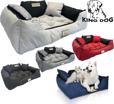 Лягушка для собак та котів KingDog з двома подушками, корзина для тварин, миється, водонепроникний PVC (100x75 см, темно-сірий)