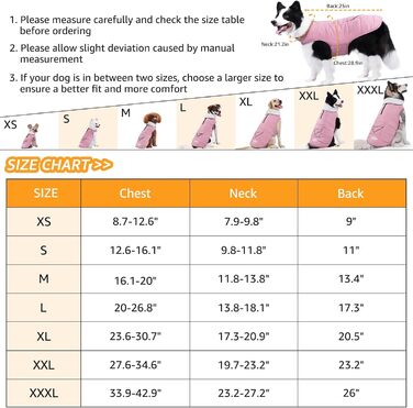 iBuddy Зимовий теплий куртка для собак з флісовою жилеткою, водонепроникний, вітронепроникний, світловідбиваючий, регульований, для великих собак, дівчаток та хлопчиків, рожевий, XX-Large