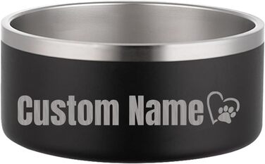 Персоналізований миска для собак та котів - нержавіюча сталева миска з іменем, неслизька миска для собак та котів, миска для води (Чорний)