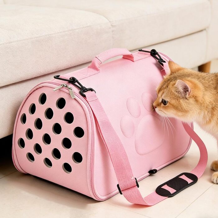 М'яка переносна сумка для тварин | Сумка для вигулу з плечовим ременем, легка для цуценят та маленьких собак - для подорожей, відпочинку на природі, авіаперельотів, кемпінгу, поїздок, до ветеринара, у місто, рожева