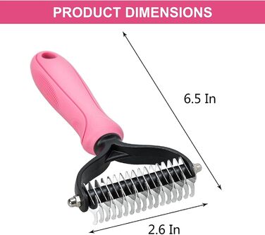 Щітка для собак для видалення підшерстя, 2 бокові щітки для грумінгу, професійний інструмент для догляду за шерстю, рожевий колір