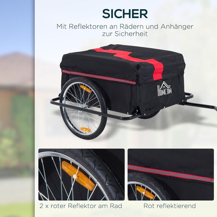 Причіп для велосипеда HOMCOM - вантажний причіп для дітей, чорний