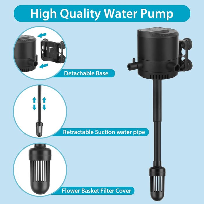 Акваріумний фільтр ITIY, безшумний, 25W, 2000L/H, з втяжним соском, для акваріумів 300-500L