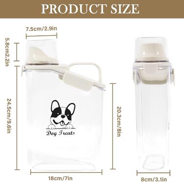 Контейнер для корму для собак 2.8L, герметичний, з BPA-вільного пластику, прозорий, зелений (1391-Dog)